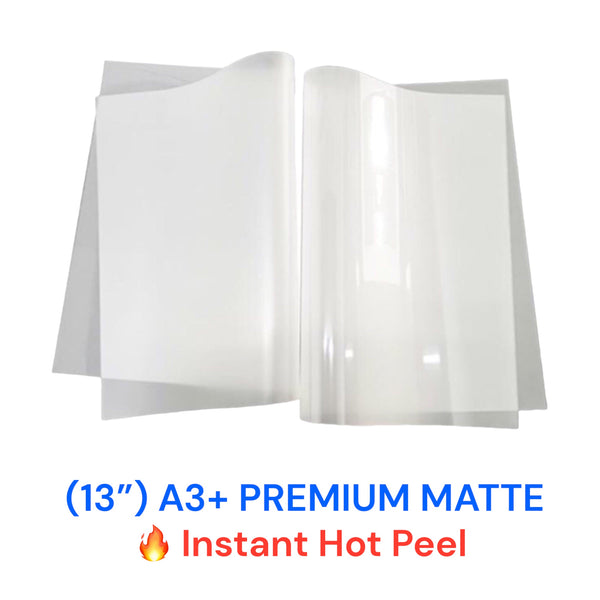 DTF Transfer Film A3+ Sheets 13" x 19" (100 Pack) - MATTE INSTANT HOT PEEL™