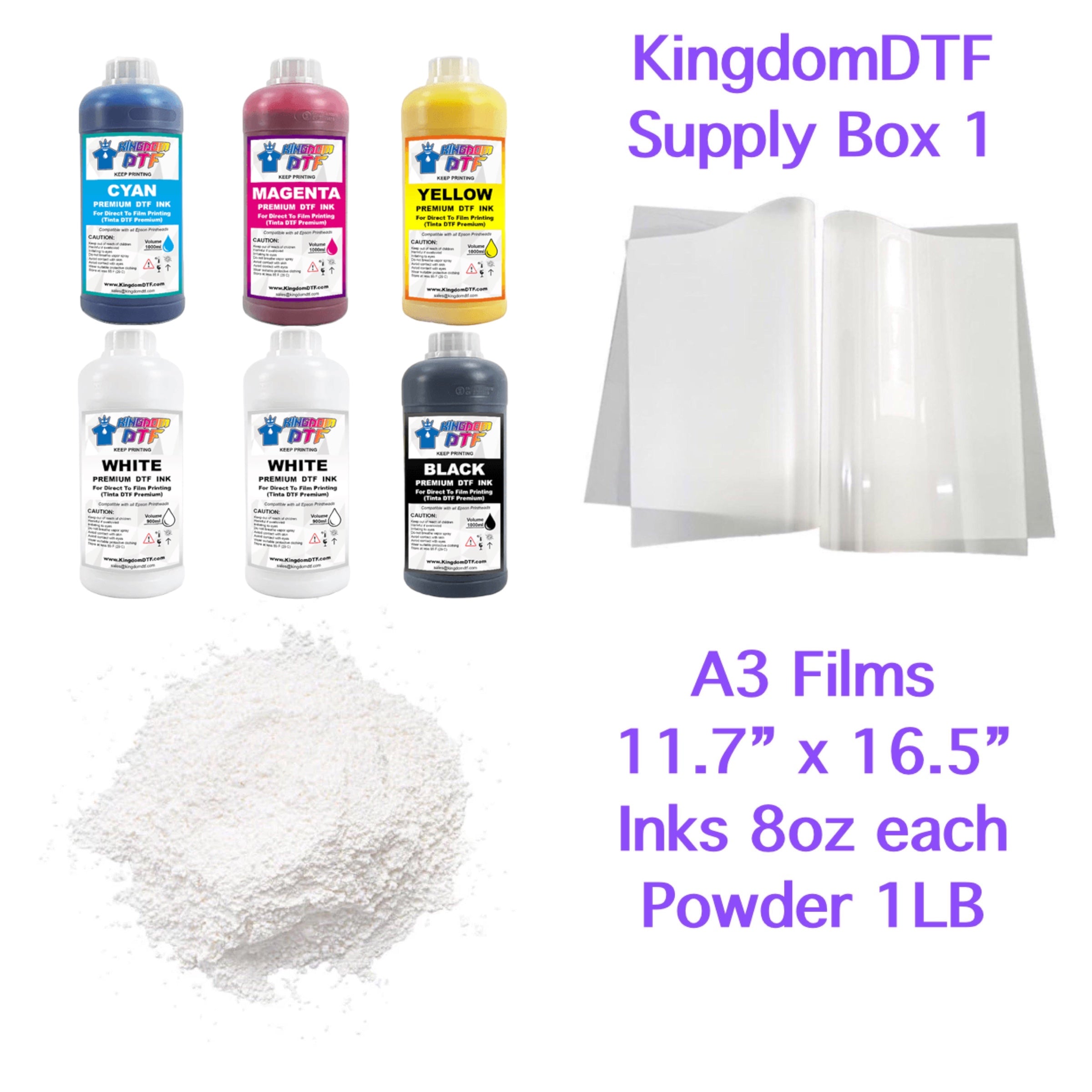 Kingdom DTF Supply Box 1 - DTF Inks, DTF Films, DTF Powder