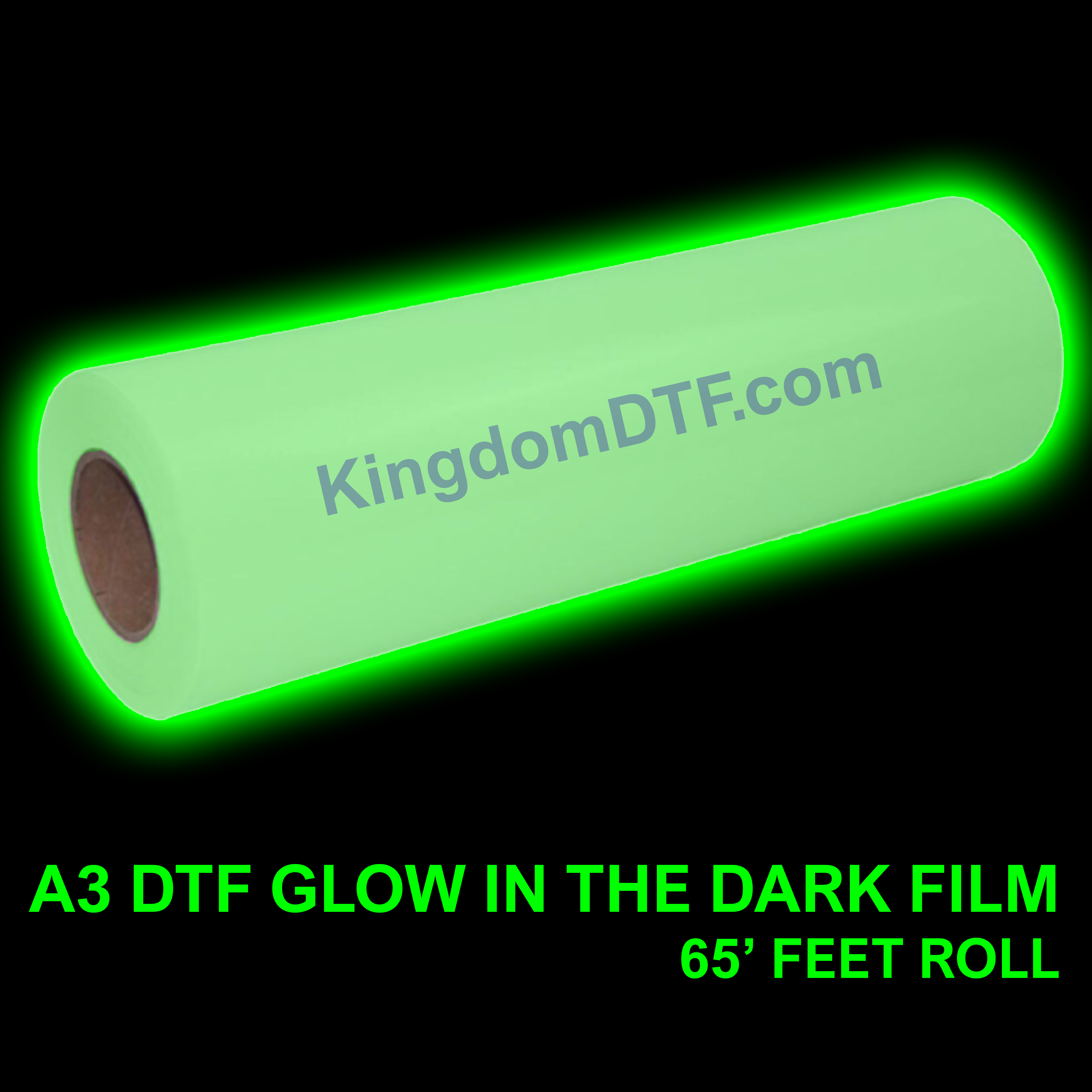 DTF Glow In The Dark Film Roll 12" x 65' Feet (20m) - Cold Peel - KingdomDTF.com