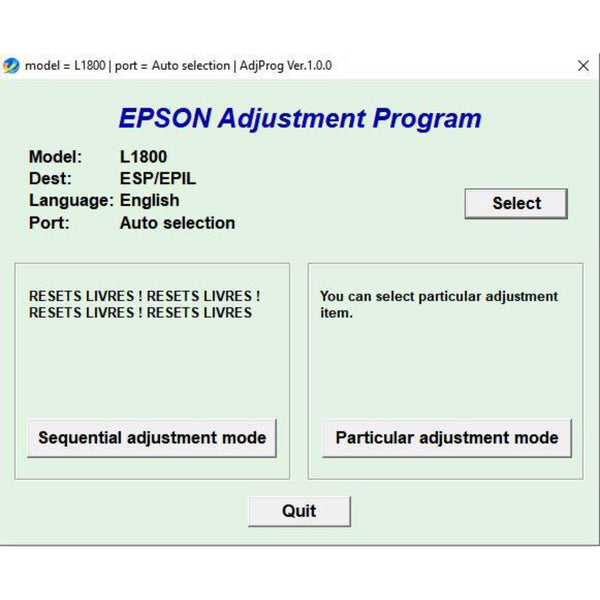 Epson L1800 Ink Pad Adjustment Program